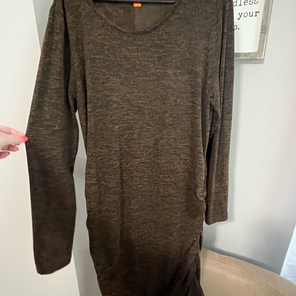 Elegant Brown Long Sleeve Dress